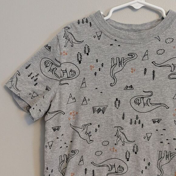 Hanna Andersson Boys Dinosaur Graphic T-Shirt Gray Cotton Short Sleeve Tee 120 - Picture 3 of 6